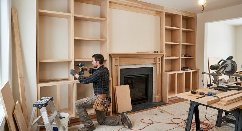 Fireplace Cabinet Installation in Durham, NC